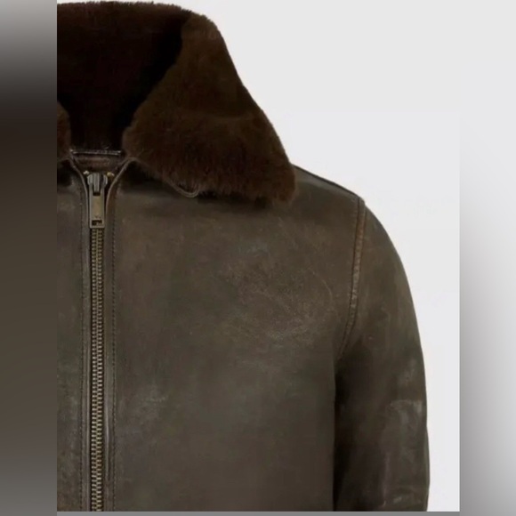 John Varvatos TommyLeather Bomber with Removable Shearling Collar Small - Picture 7 of 16